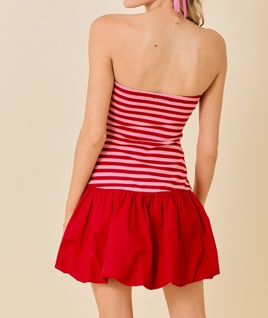 Strapless Striped Mini Dress
