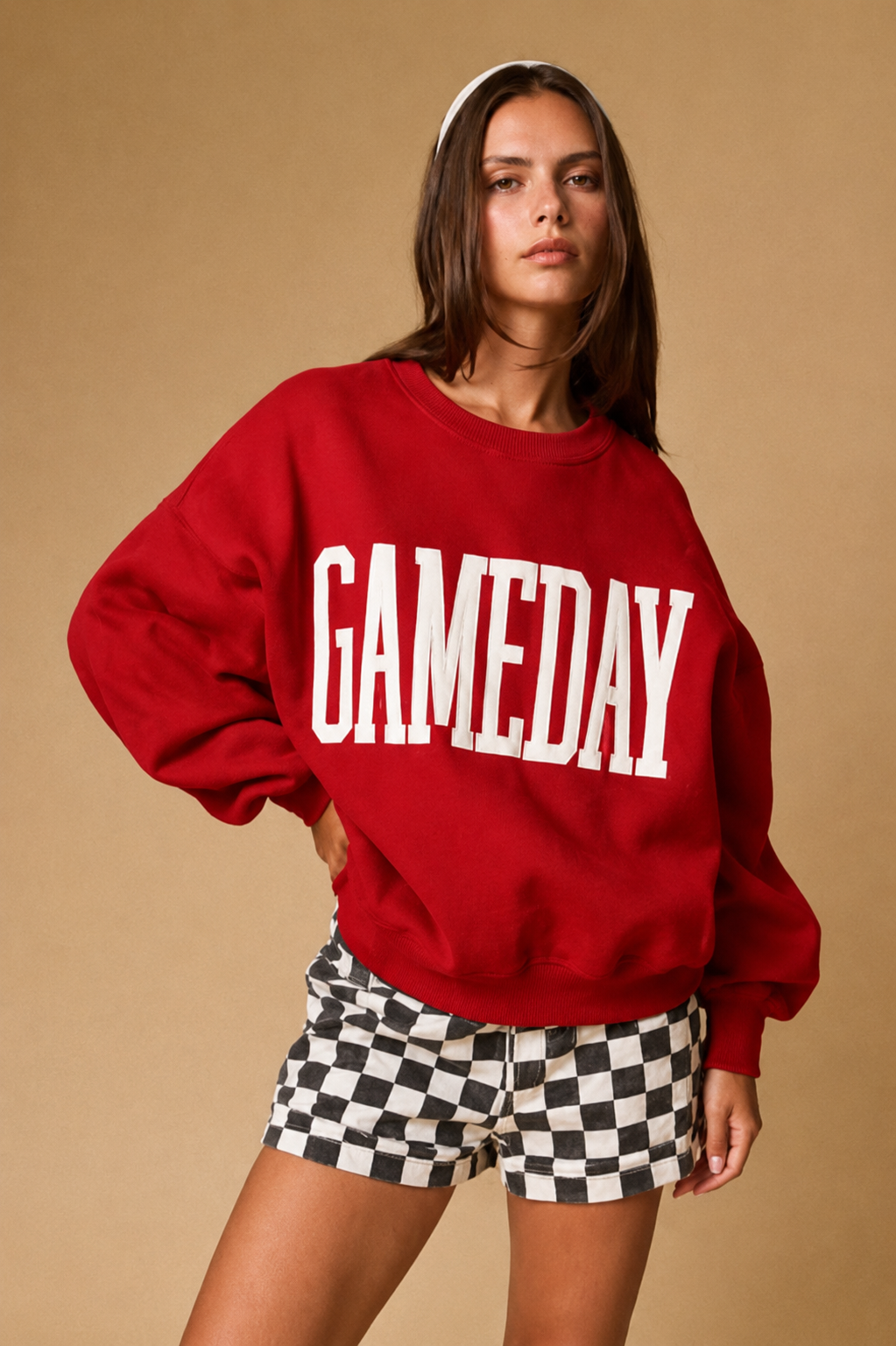 Women's Red Melange Long Sleeve Top