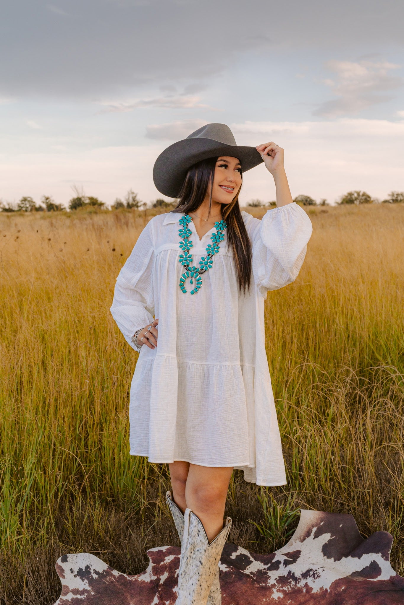 Long-Sleeve Tiered Polo Mini Dress