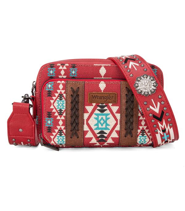 Wrangler Aztec Printed Crossbody Purse (Red)