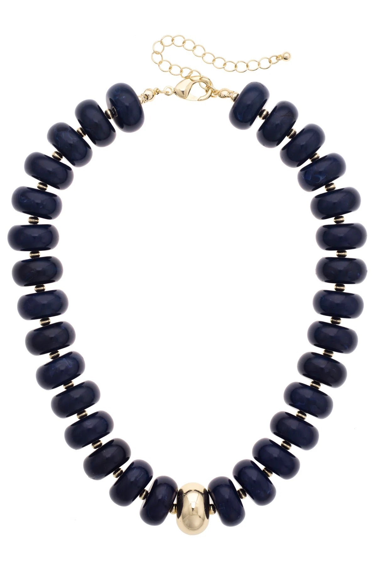 Beaded Resin Navy and Gold Necklace