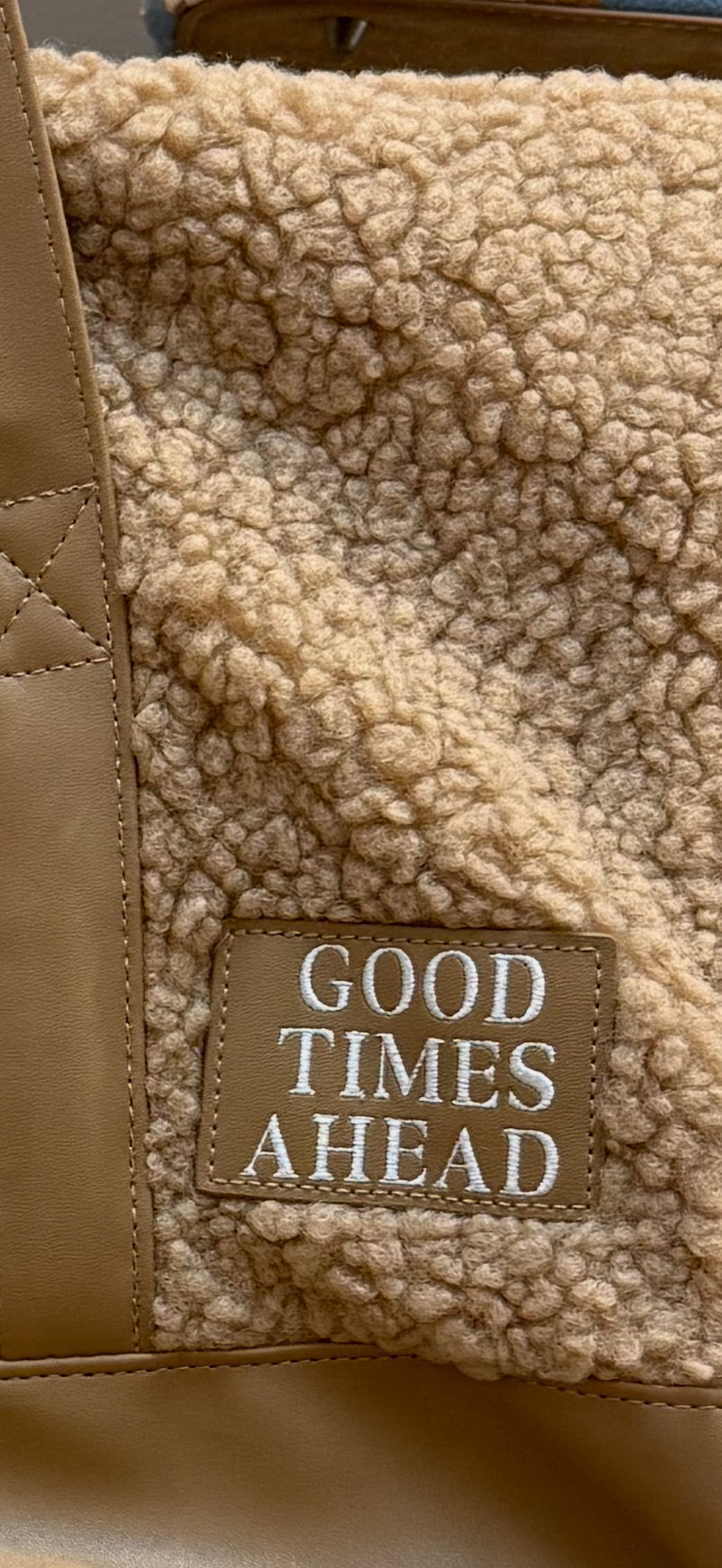 "Good Times" Sherpa Teddy Duffle Bag