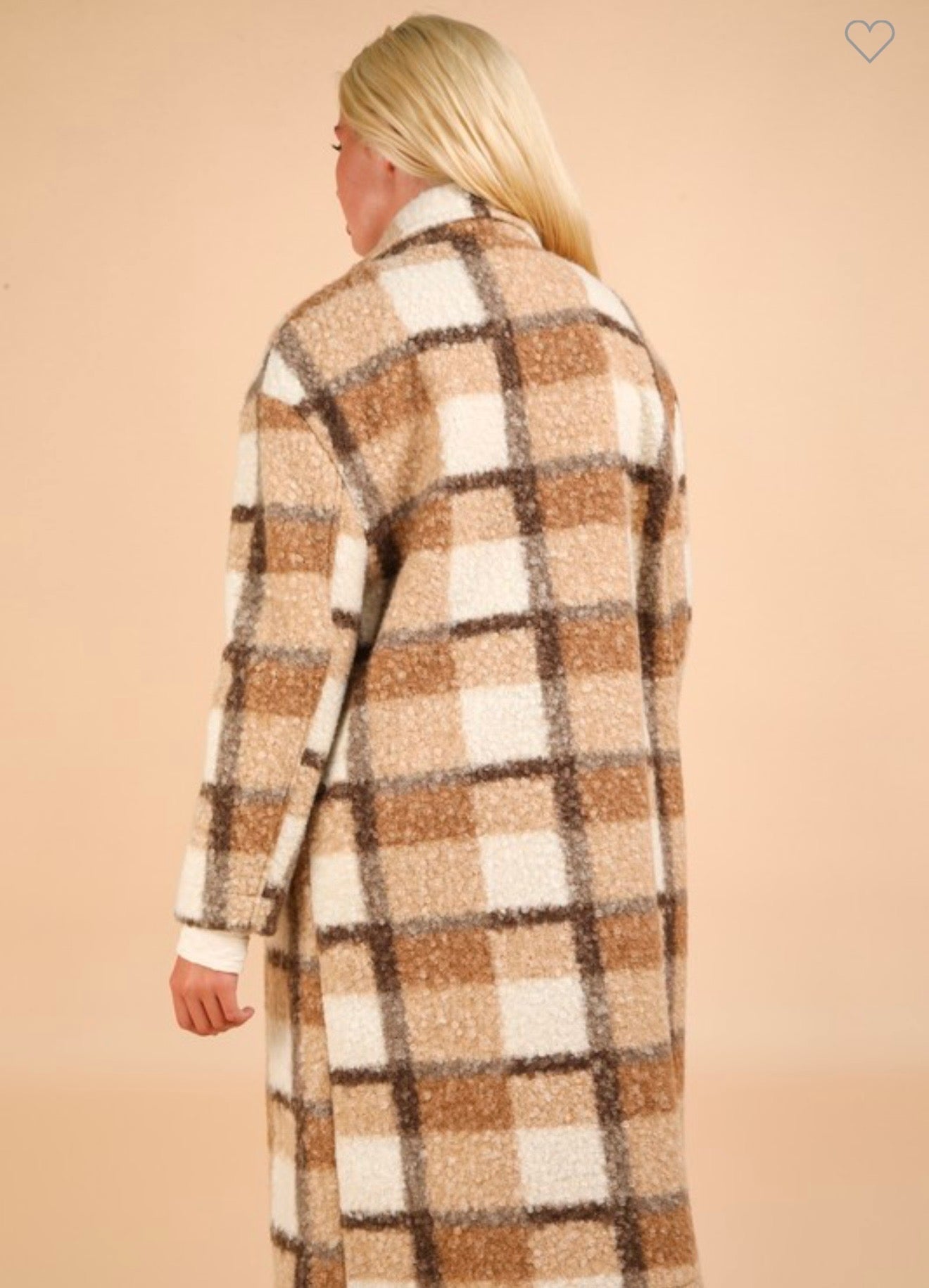 Oversized Plaid Soft Fuzzy Button Down Long Coat (Mocha Mix)