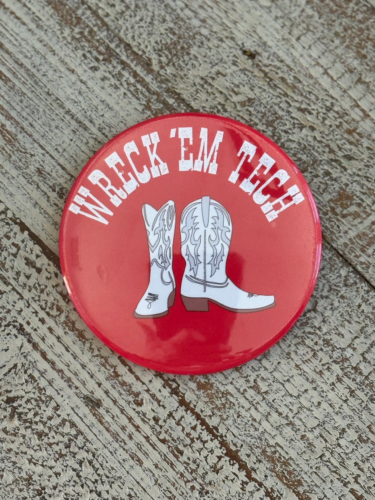 Cowboy Boots "Wreck 'Em Tech" Button