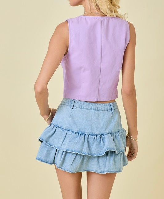 Tie-Front Vest Top (Lavender)