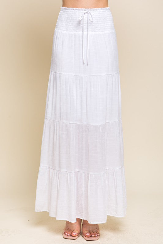 White Tiered Maxi Skirt