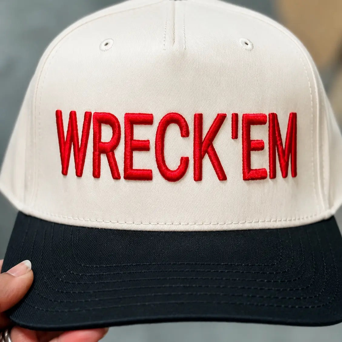 "WRECK'EM" 3D Red Embroidery Baseball Hat