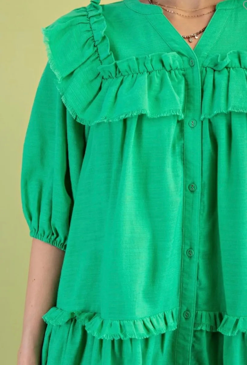 Half Sleeve Button Up Dress - Sold Out