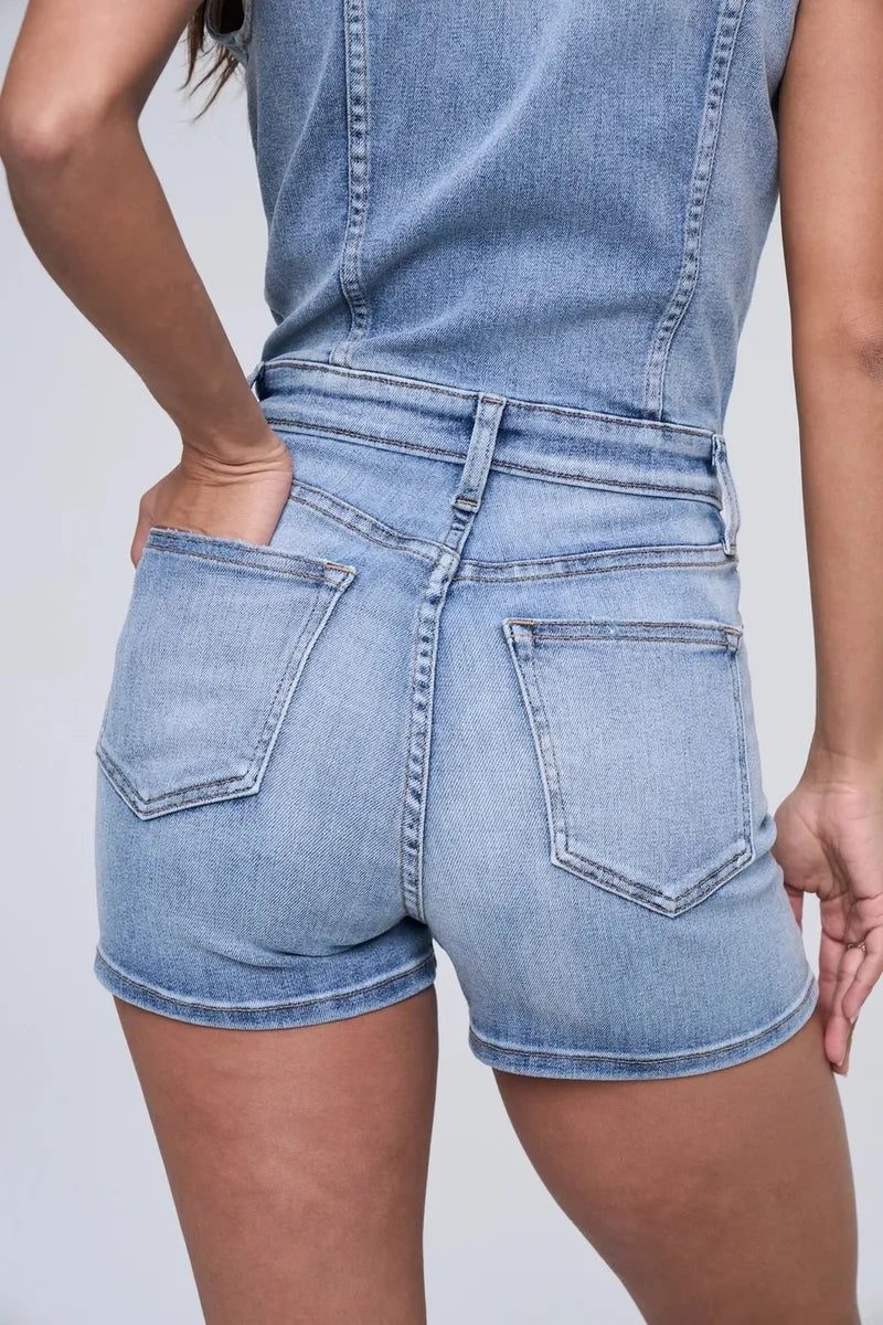 Sleeveless Denim One-Piece Romper
