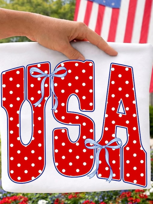 White "USA" Bold Red Letters T-Shirt