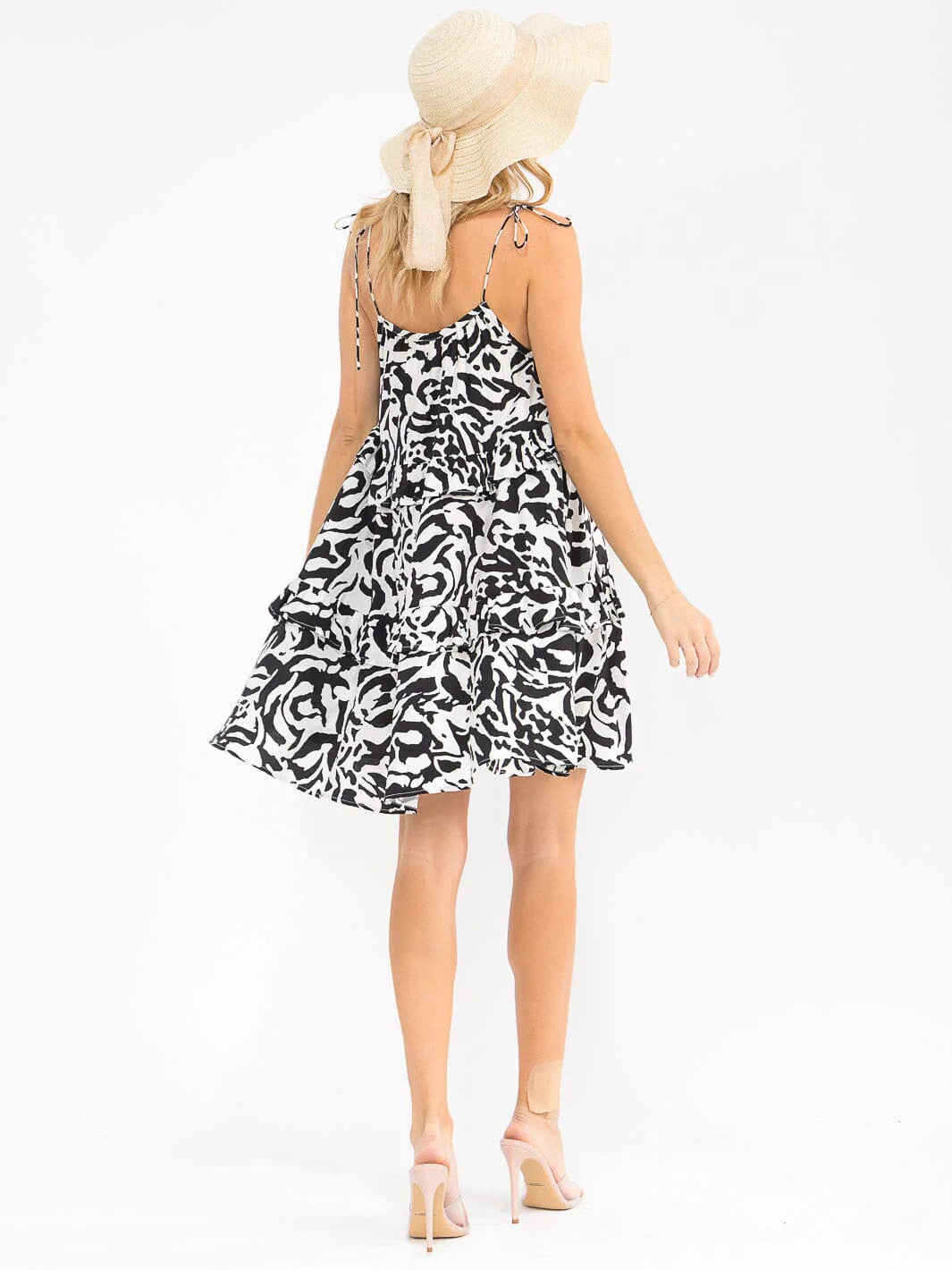 Patterned A-line Sundress (Black & White)