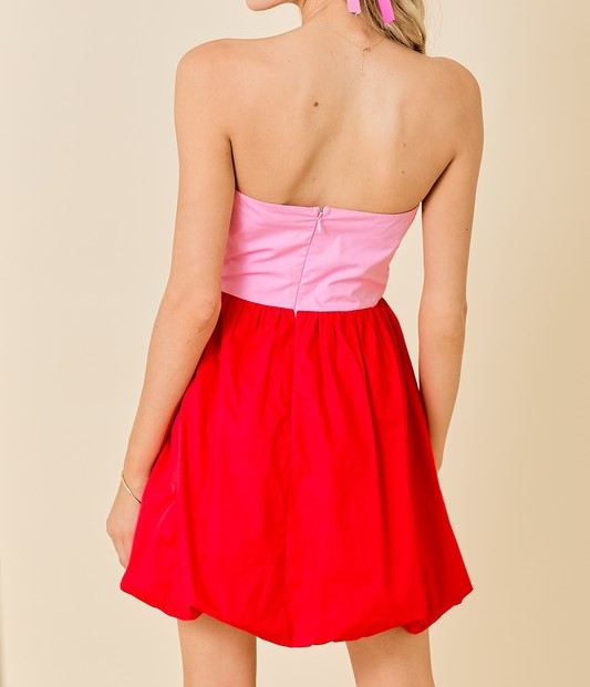 Strapless Two-Tone Mini Dress