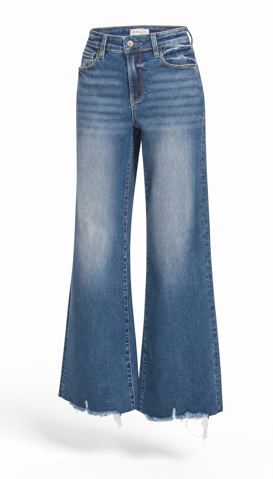 Women's Distressed Raw Hem Flare Denim Pants