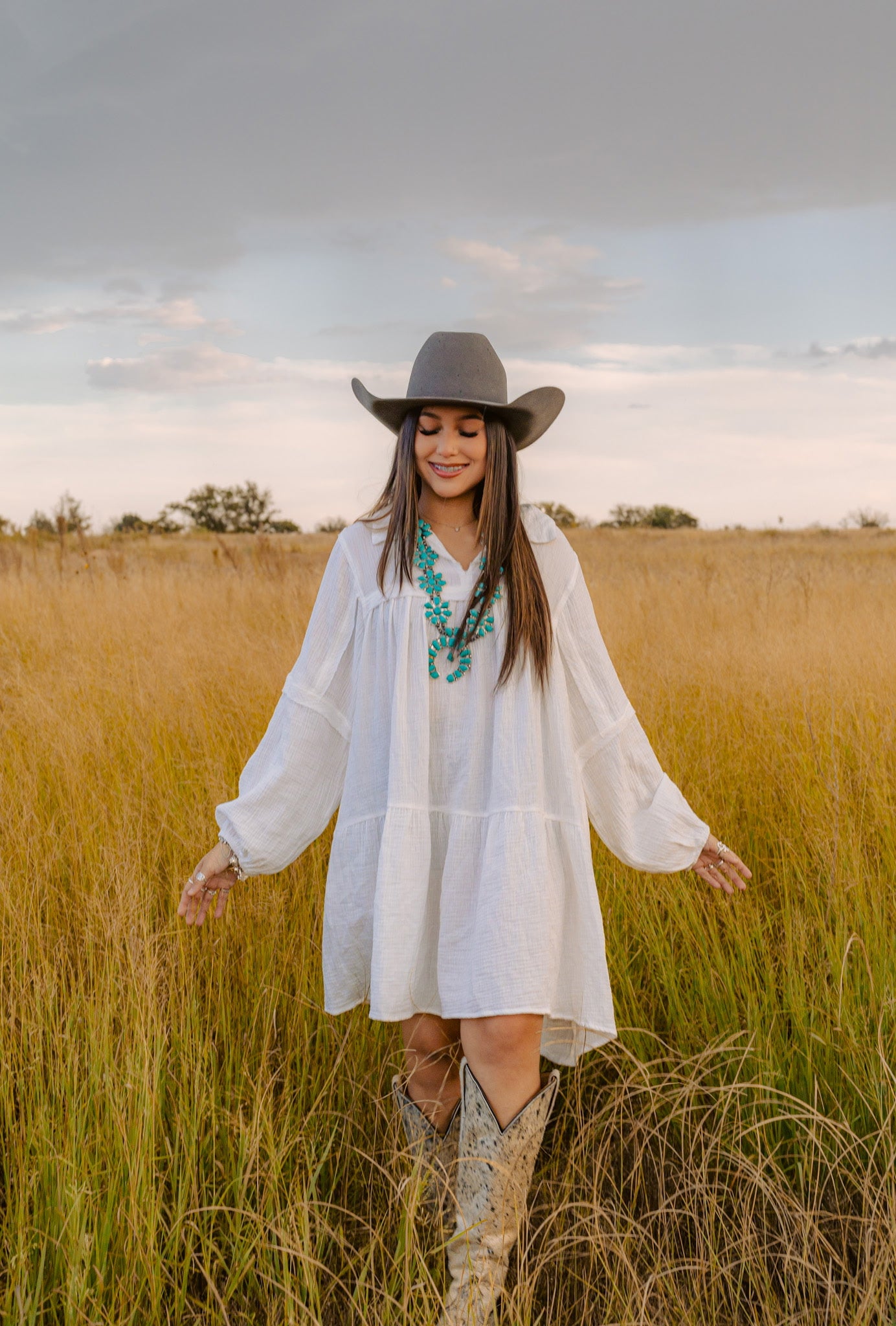 Long-Sleeve Tiered Polo Mini Dress
