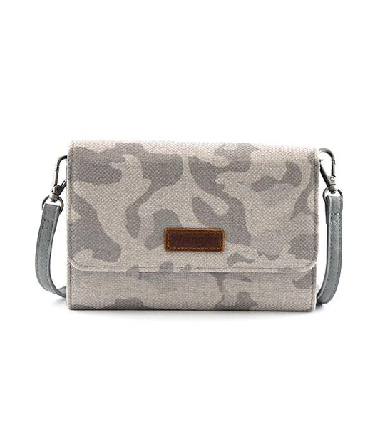 Wrangler Gray Camo Print Canvas Clutch/Crossbody