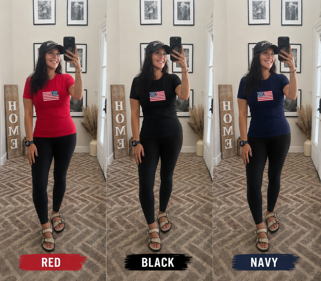 American Flag Embroidered fitted T-shirt
