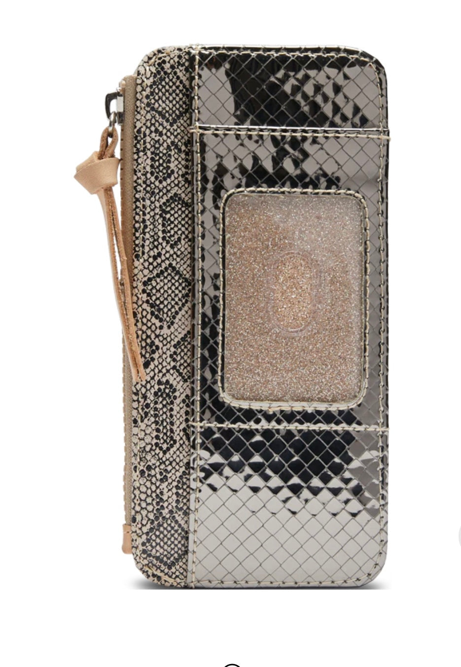 This wallet‚ snap-closure and zipper compartment provides security while you take on the day.