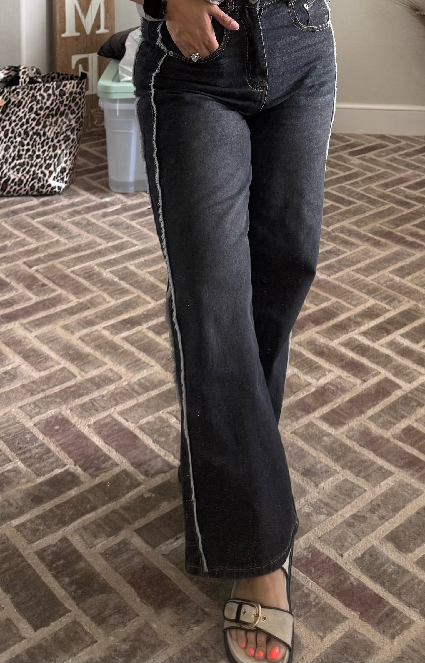 Black Denim with White side detailing