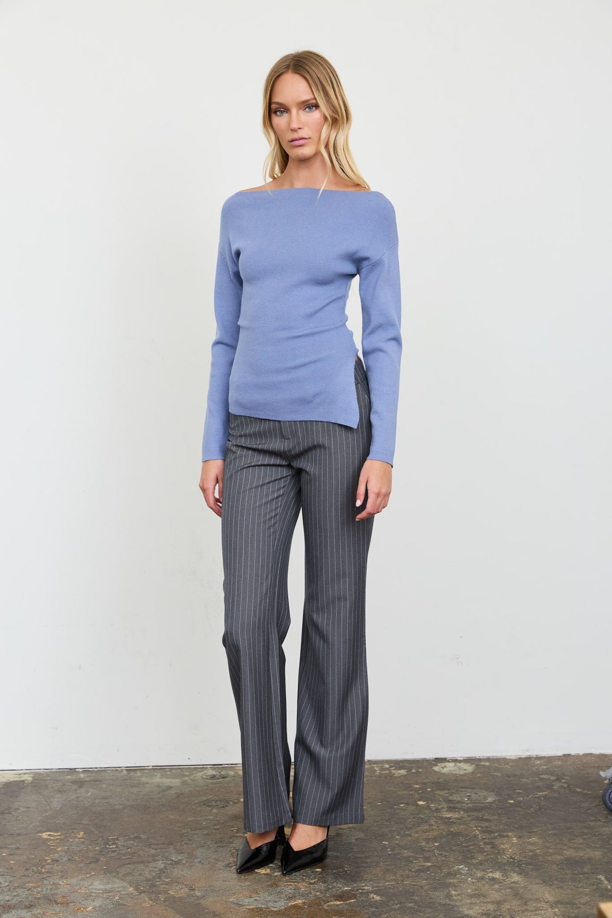 Women's  Off-the-Shoulder Side-Slit Knit Sweater