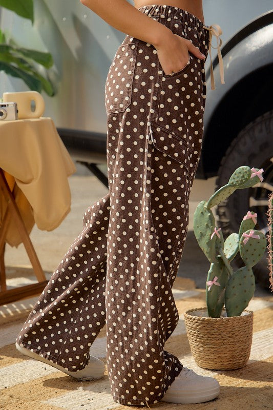 Women's Brown Polka Dot Pants