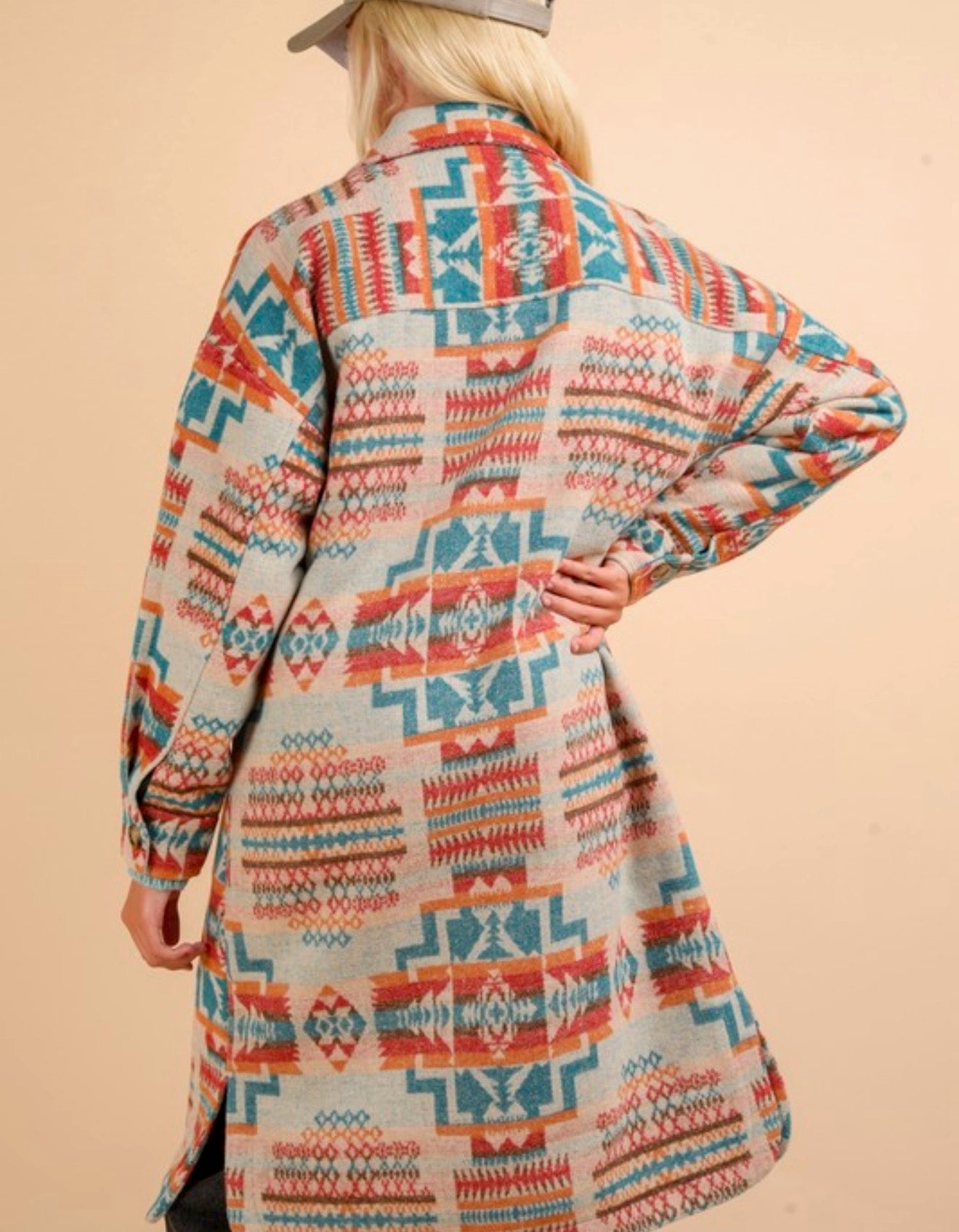 Aztec & Plaid Printed Shacket Jacket Coat - Sold out