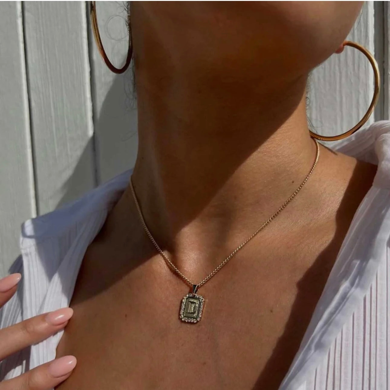 BRACHA Gold Filled Royal Initial Card Necklace