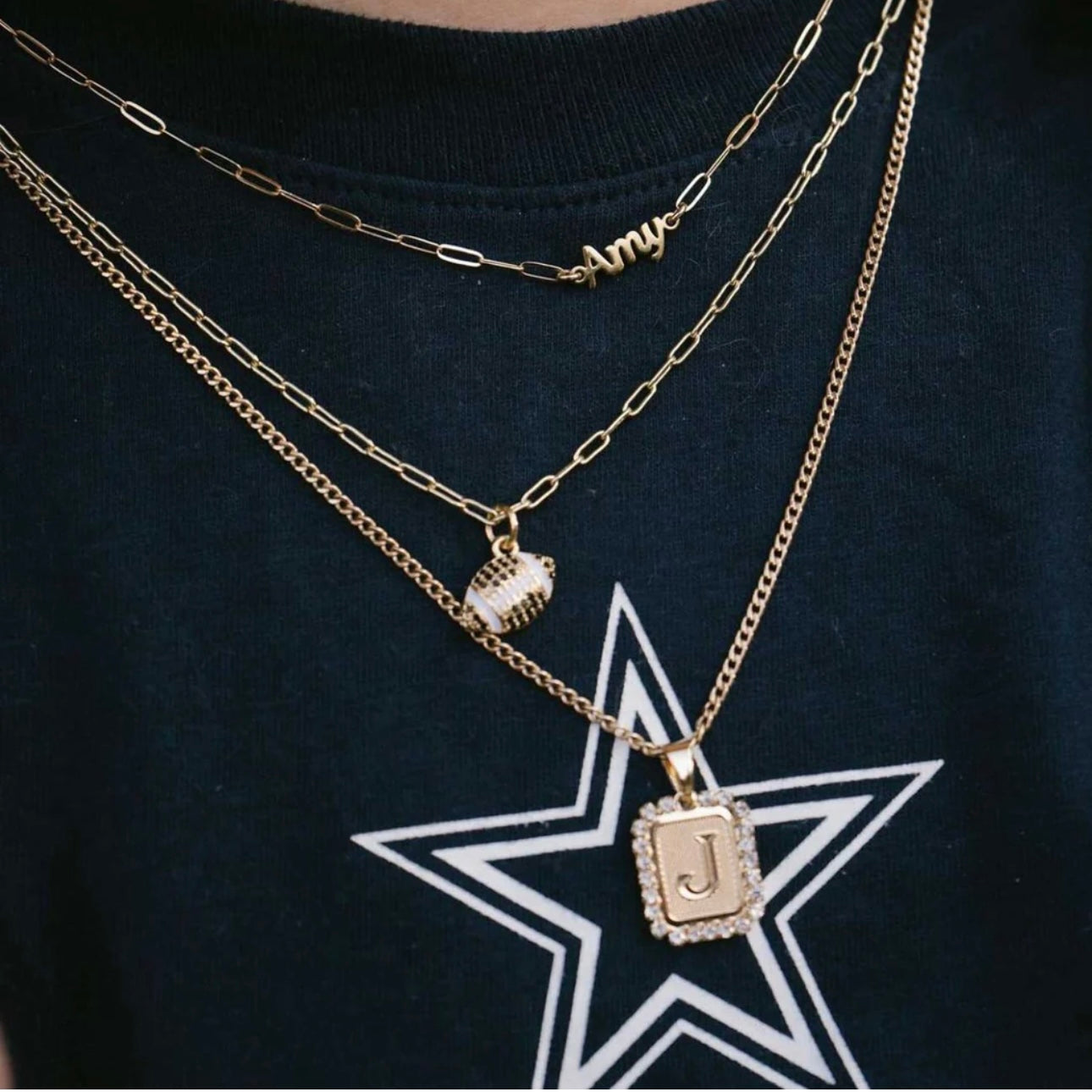 BRACHA Gold Filled Royal Initial Card Necklace