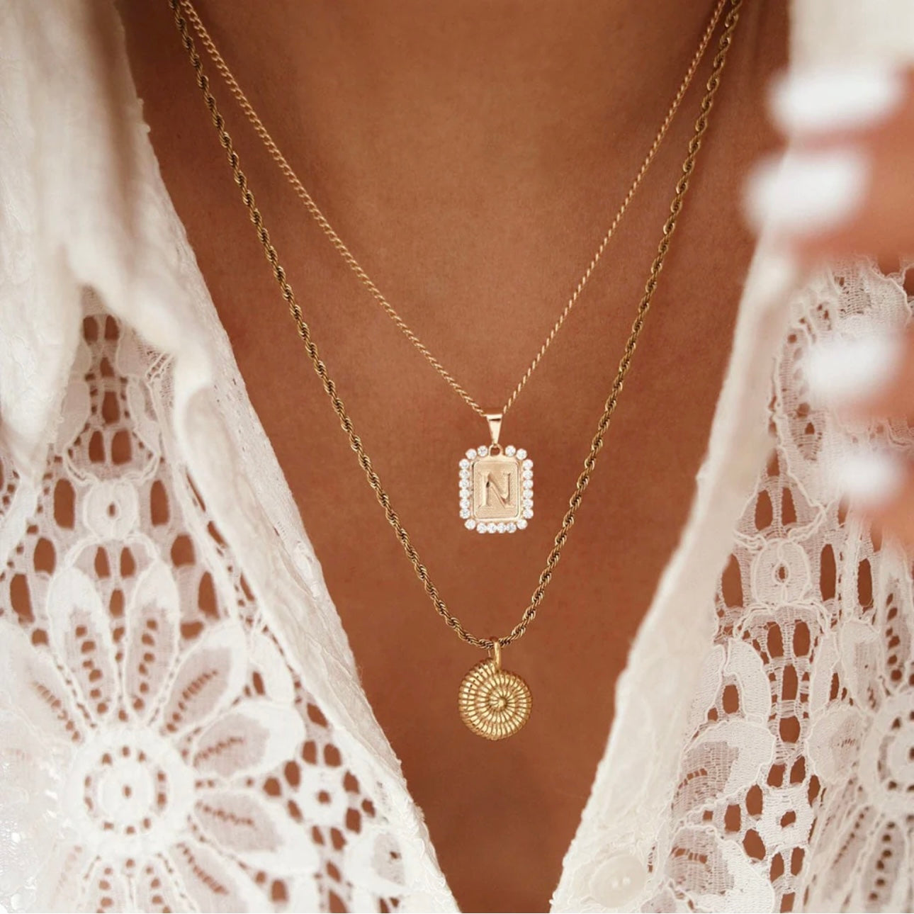 BRACHA Gold Filled Royal Initial Card Necklace