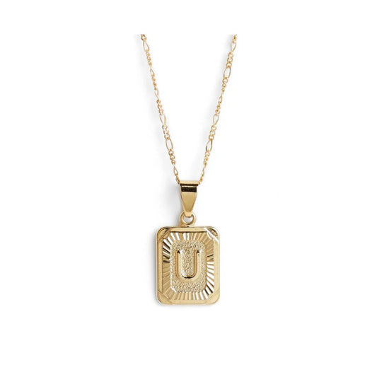 BRACHA Gold Plated Initial Card Necklace