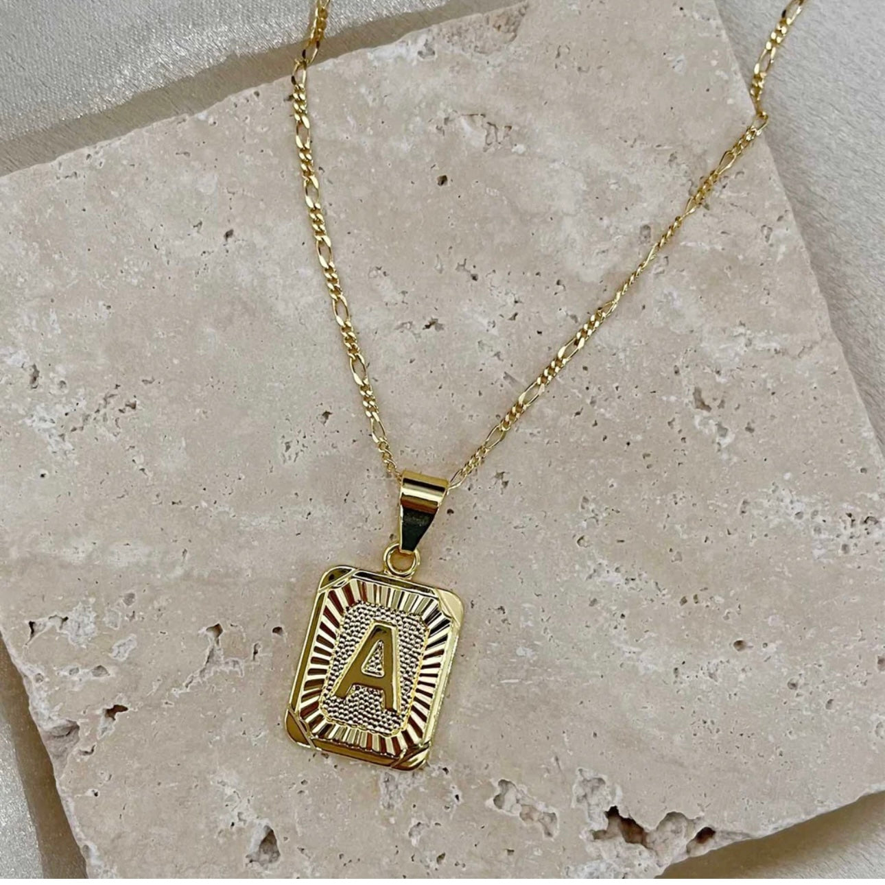 BRACHA Gold Plated Initial Card Necklace