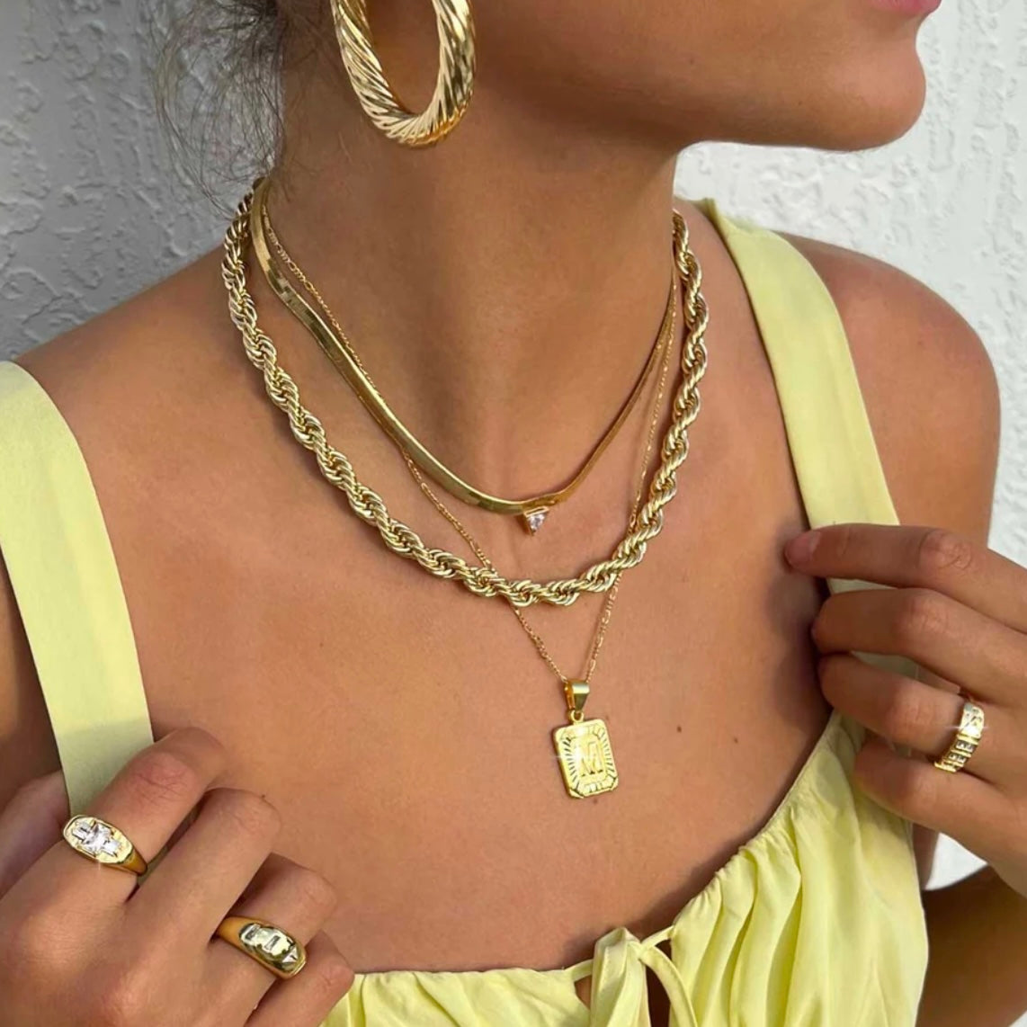 BRACHA Gold Plated Initial Card Necklace