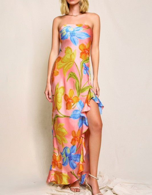 Peach Satin Silk Dress