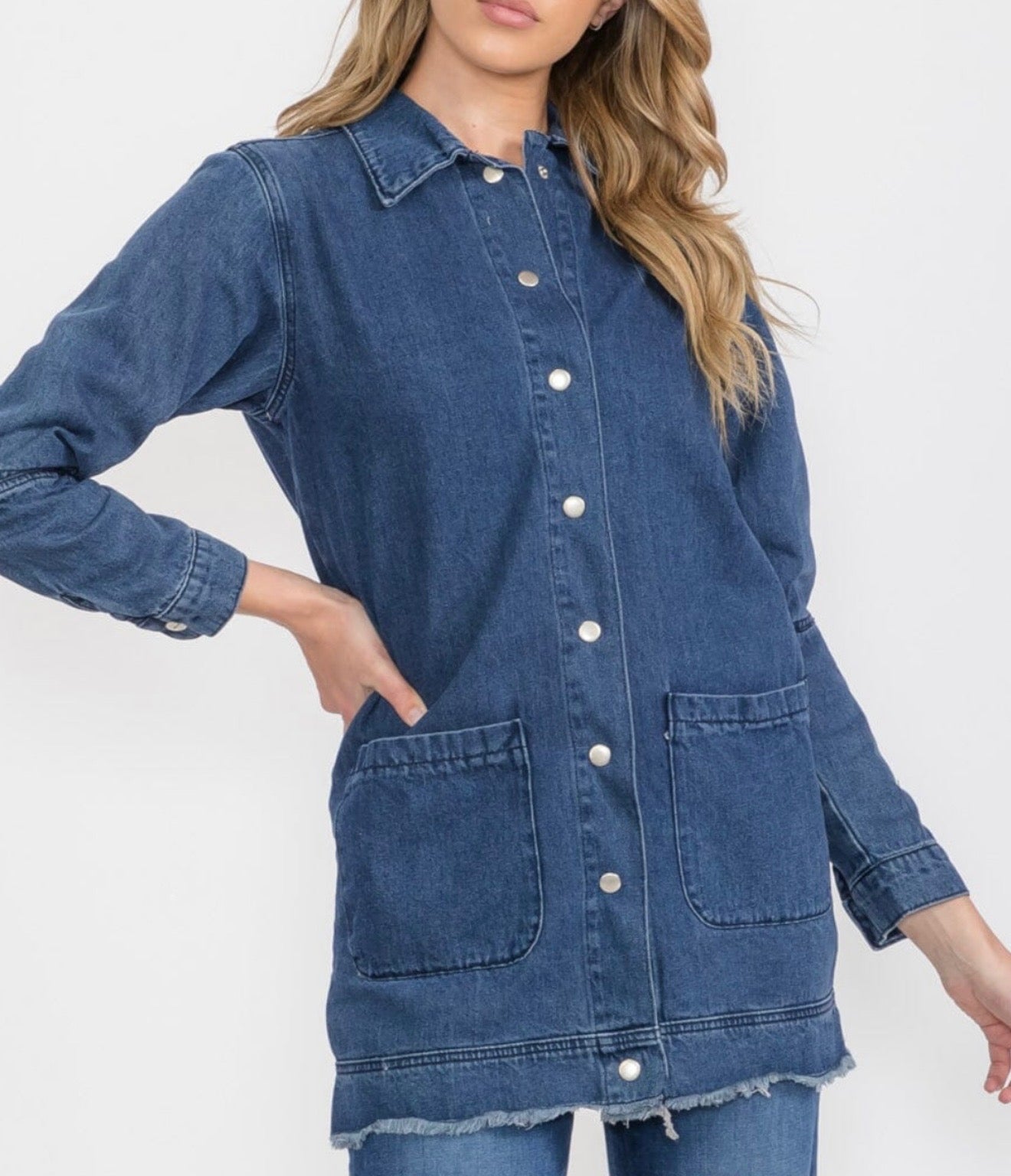 Long Cut Out Sleeve Button Up