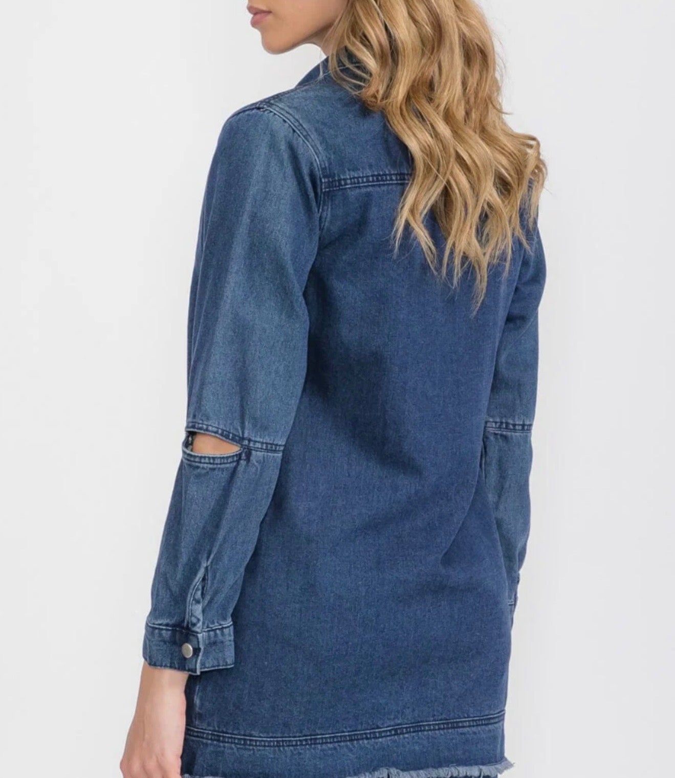 Long Cut Out Sleeve Button Up