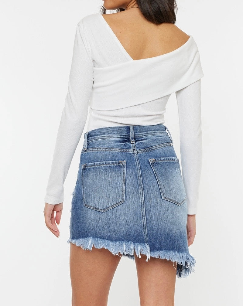 KanCan Slanted Jean Skirt