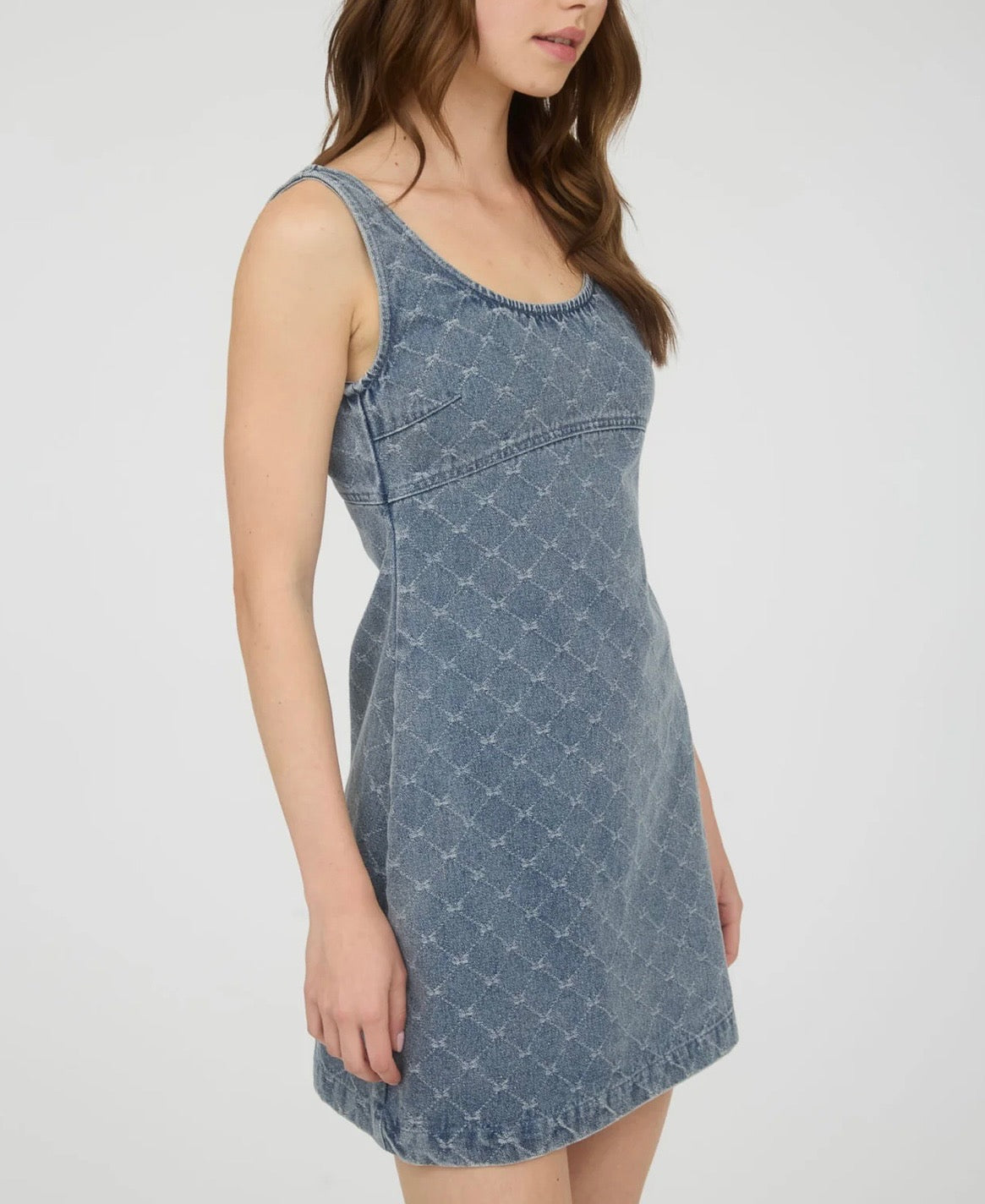 Bow Pattern Sleeveless Denim Mini Dress