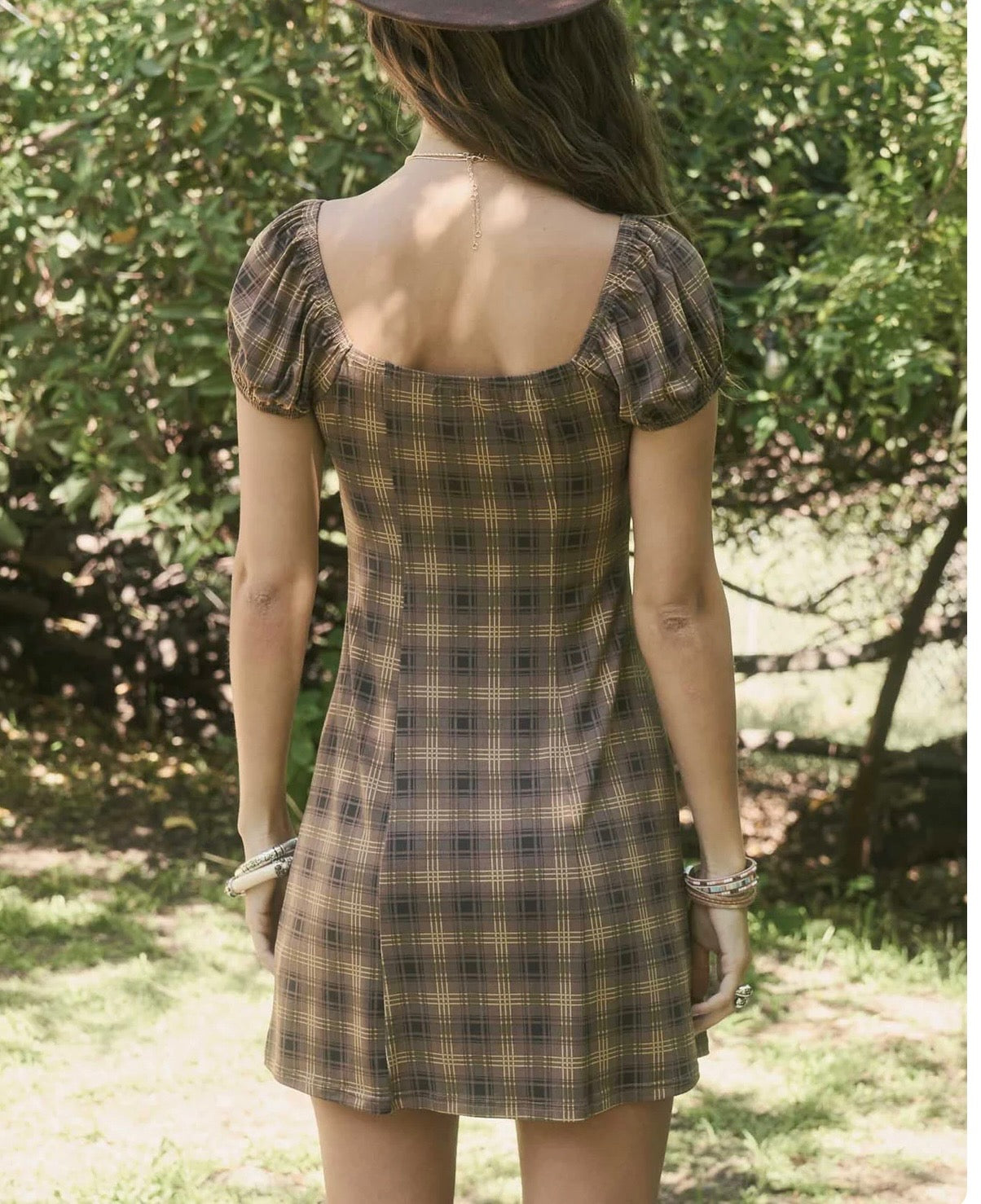 Plaid Lace Trim Mini Dress