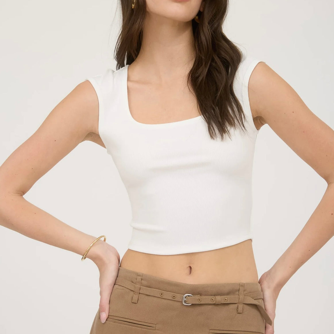 Crop Short Sleeve Top (White)
