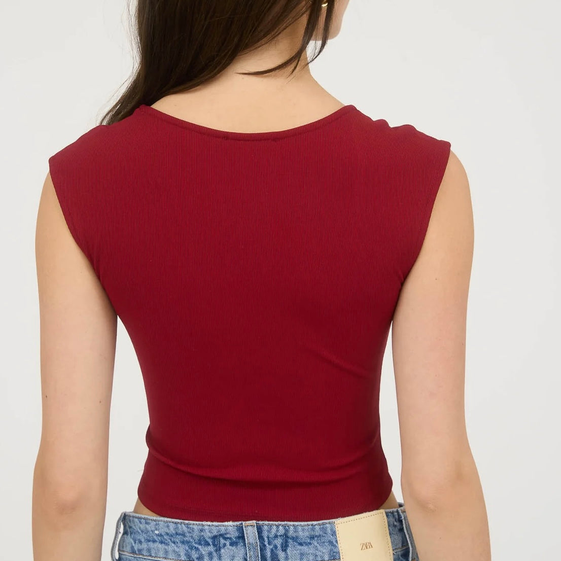 Crop Short Sleeve Top (Burgandy)