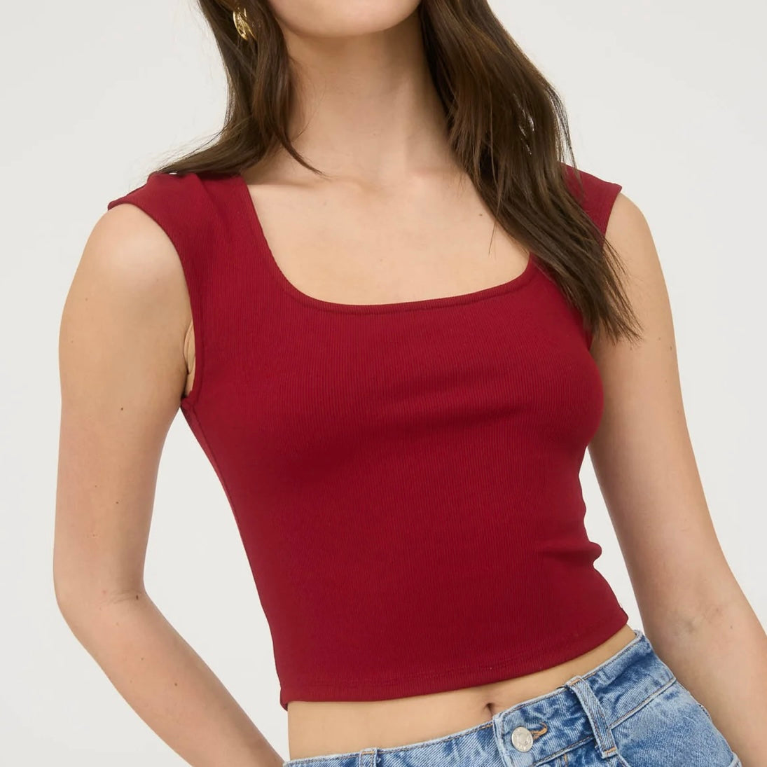 Crop Short Sleeve Top (Burgandy)