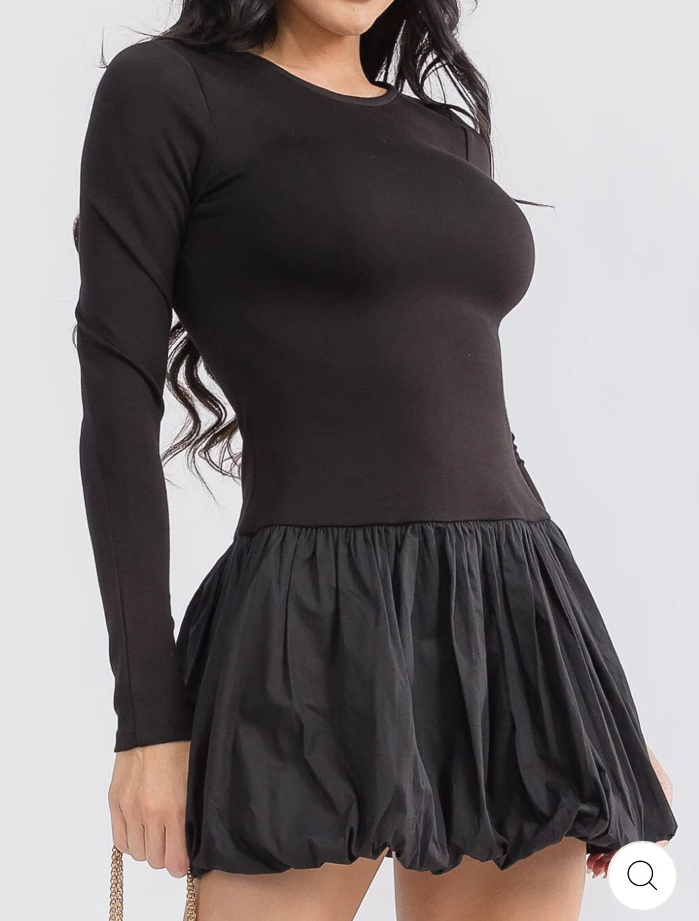 Long Sleeve Bubble Hem Mini Dress