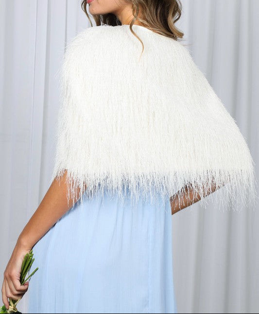 Elegant Feather Shrug (White)