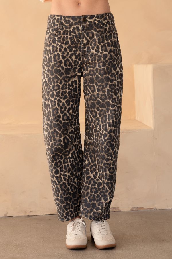 Trendility Leopard Print Barrel Jeans
