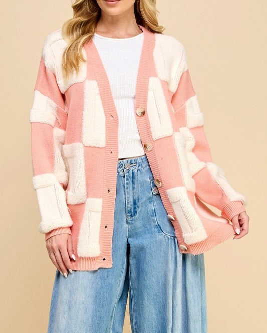Square Chess Chunky Knit (Blush)