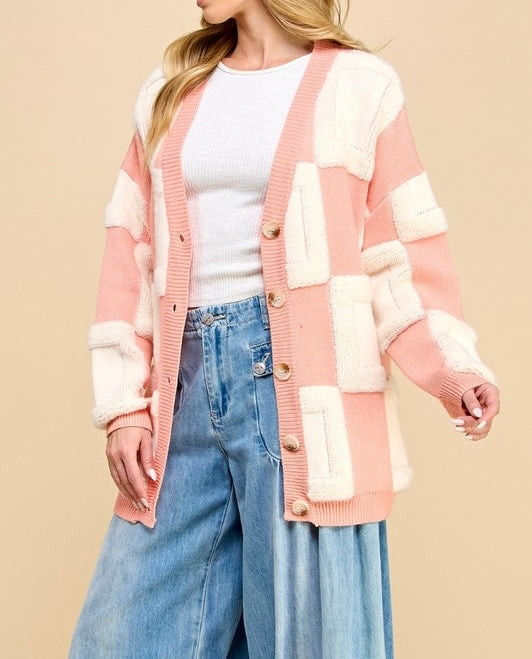 Square Chess Chunky Knit (Blush)