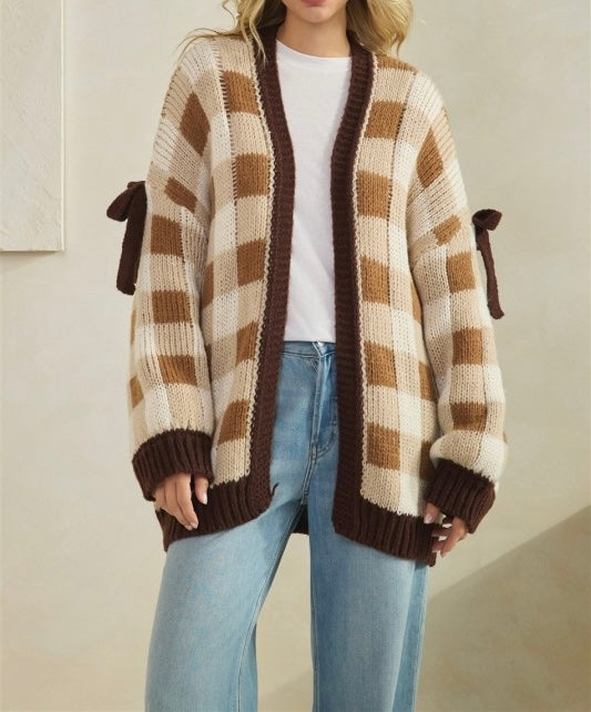 Checkered Cardigan (Brown/Mocha) - Sold Out
