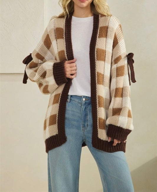 Checkered Cardigan (Brown/Mocha) - Sold Out
