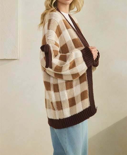 Checkered Cardigan (Brown/Mocha) - Sold Out