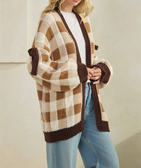 Checkered Cardigan (Brown/Mocha) - Sold Out