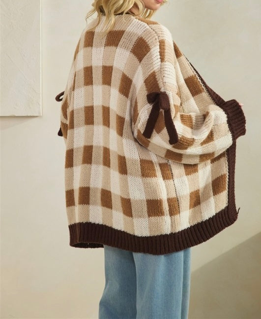 Checkered Cardigan (Brown/Mocha) - Sold Out